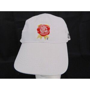 Jim Beam White Trucker Tab Back Ball Cap Hat Cotton Born Barreled USA Embroider